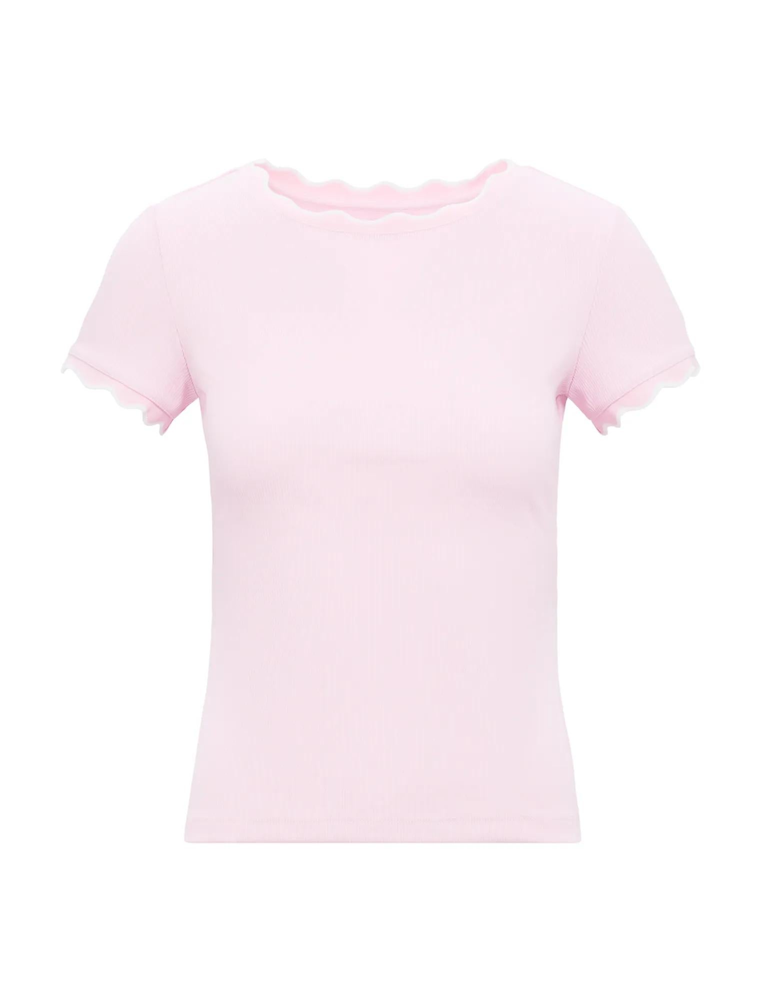 Rebecca Scallop Trim Tee Pink / Porcelain_mannequin
