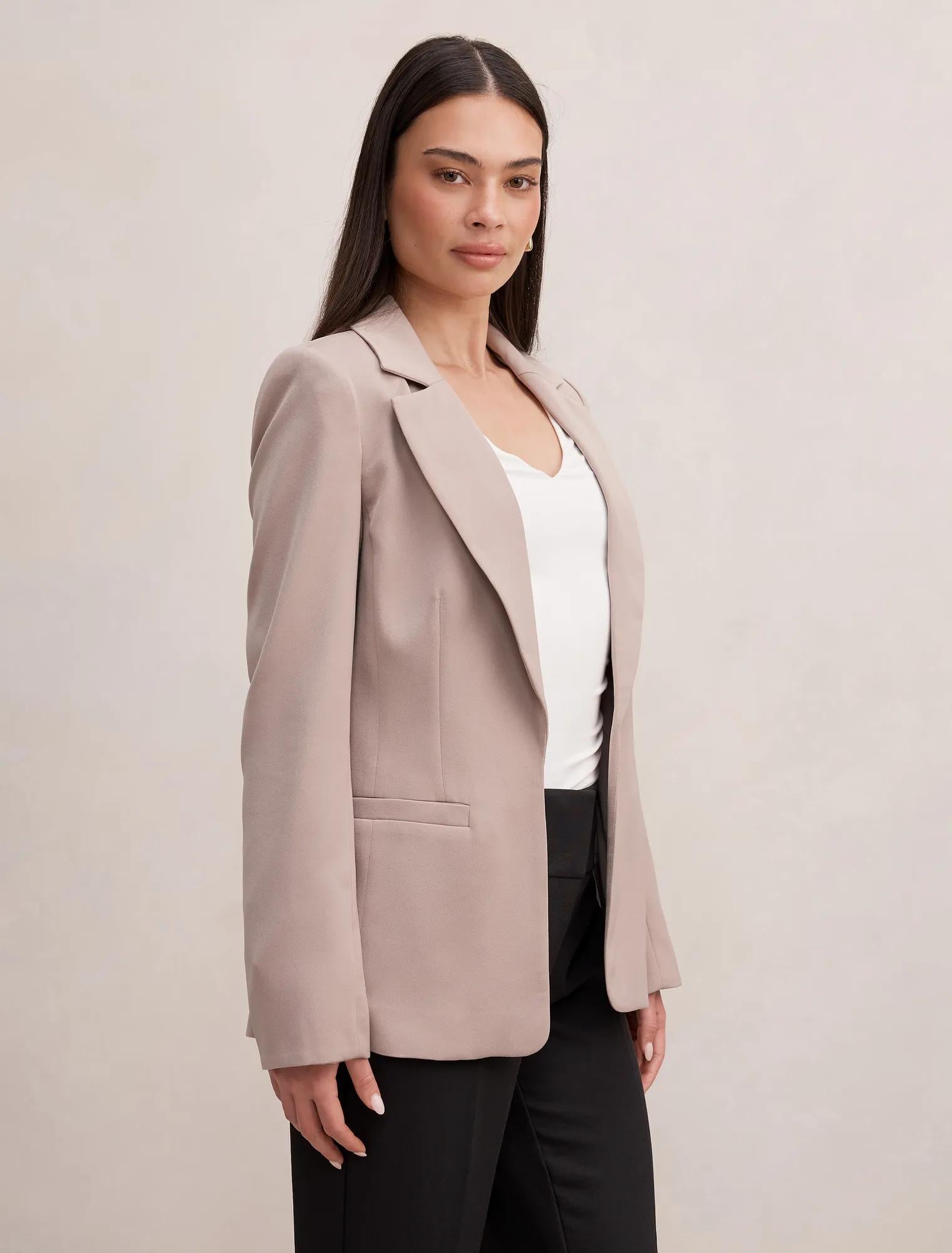 Dylan Boyfriend Blazer Neutral Mushroom