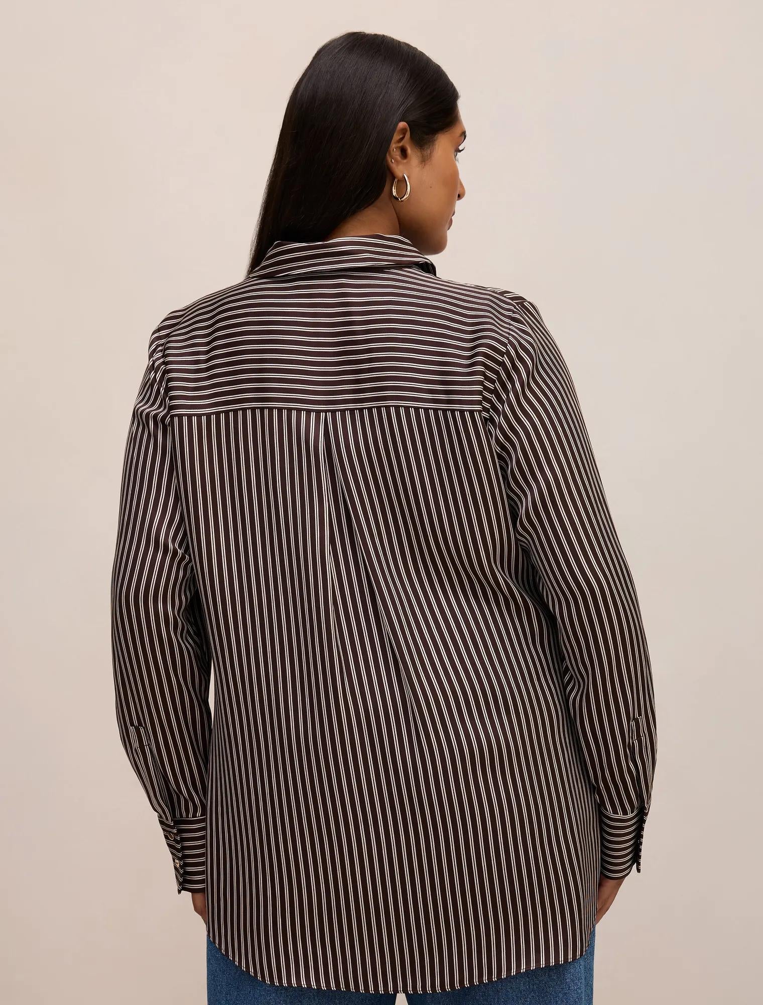 Coco Curve Satin Shirt Baxter Stripe