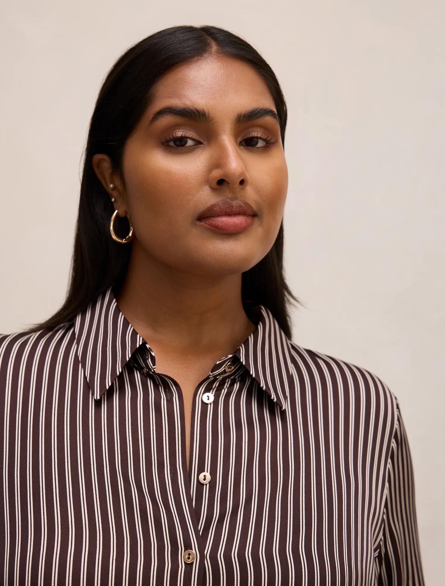 Coco Curve Satin Shirt Baxter Stripe
