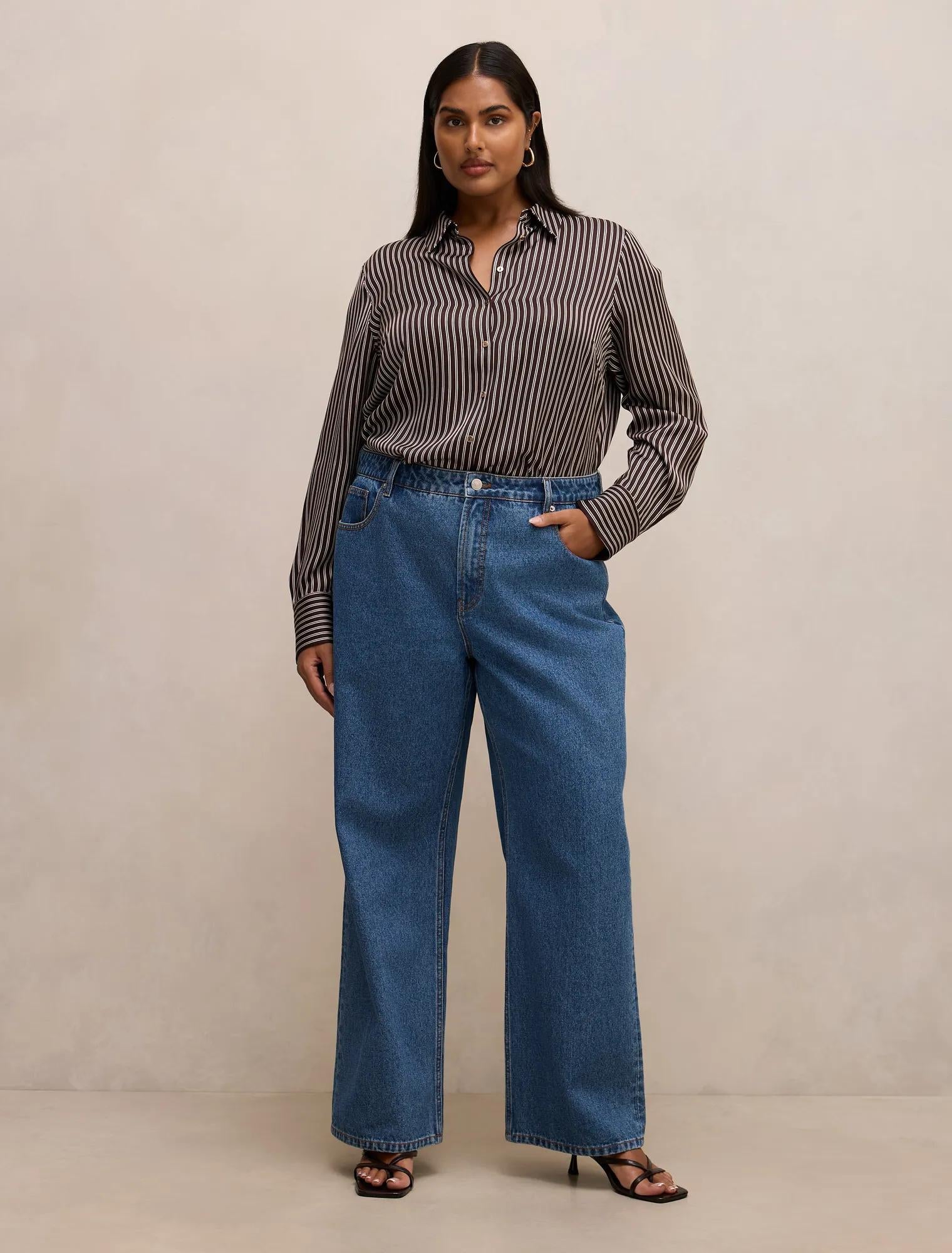 Coco Curve Satin Shirt Baxter Stripe