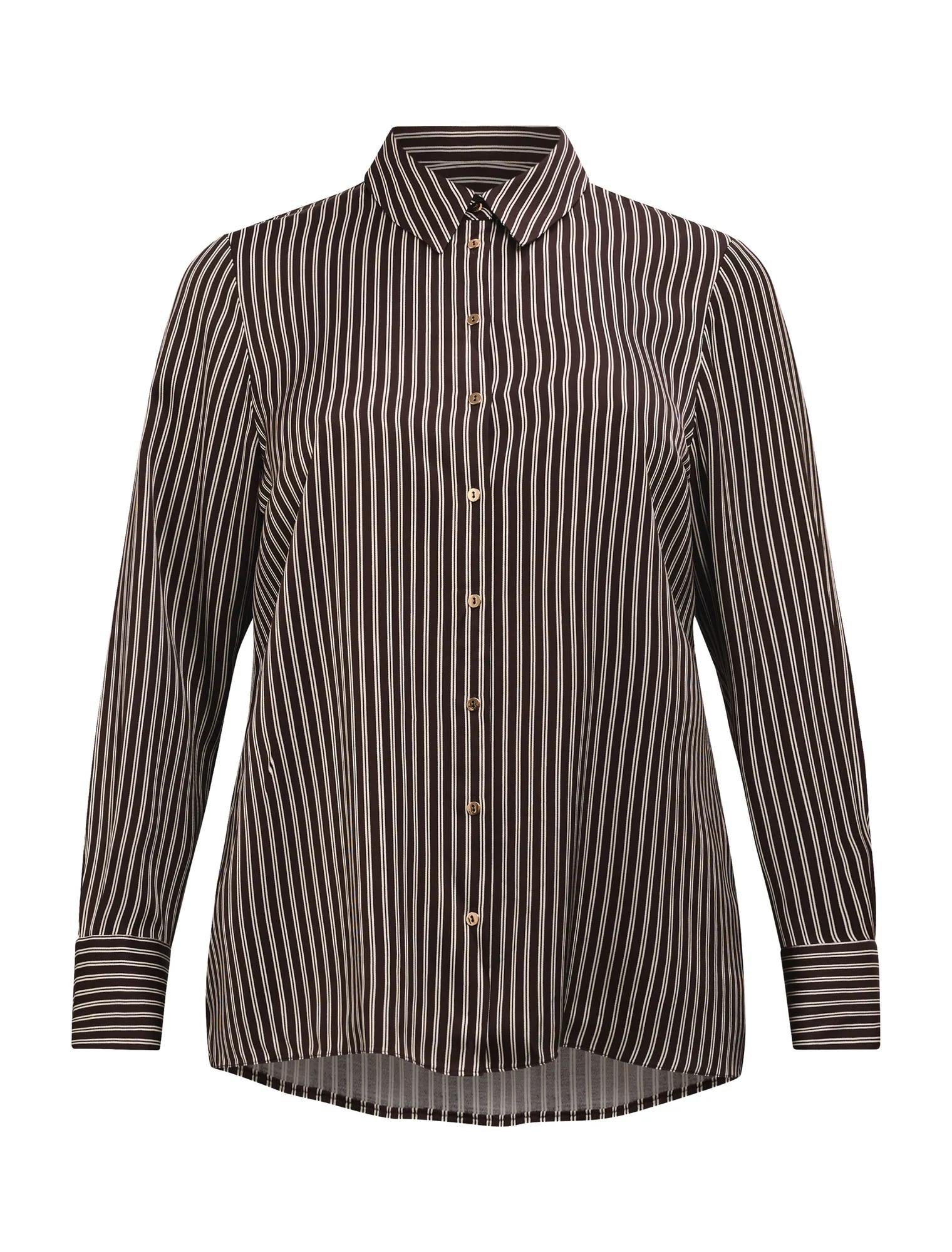 Coco Curve Satin Shirt Baxter Stripe_mannequin