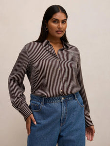 Coco Curve Satin Shirt Baxter Stripe