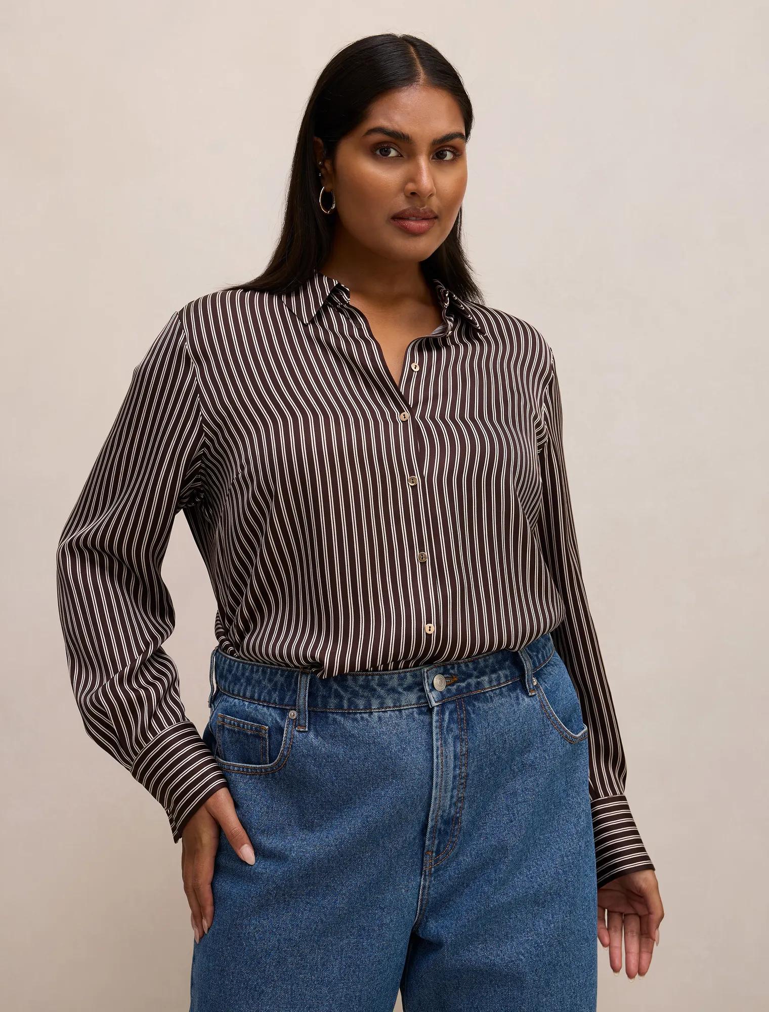Coco Curve Satin Shirt Baxter Stripe