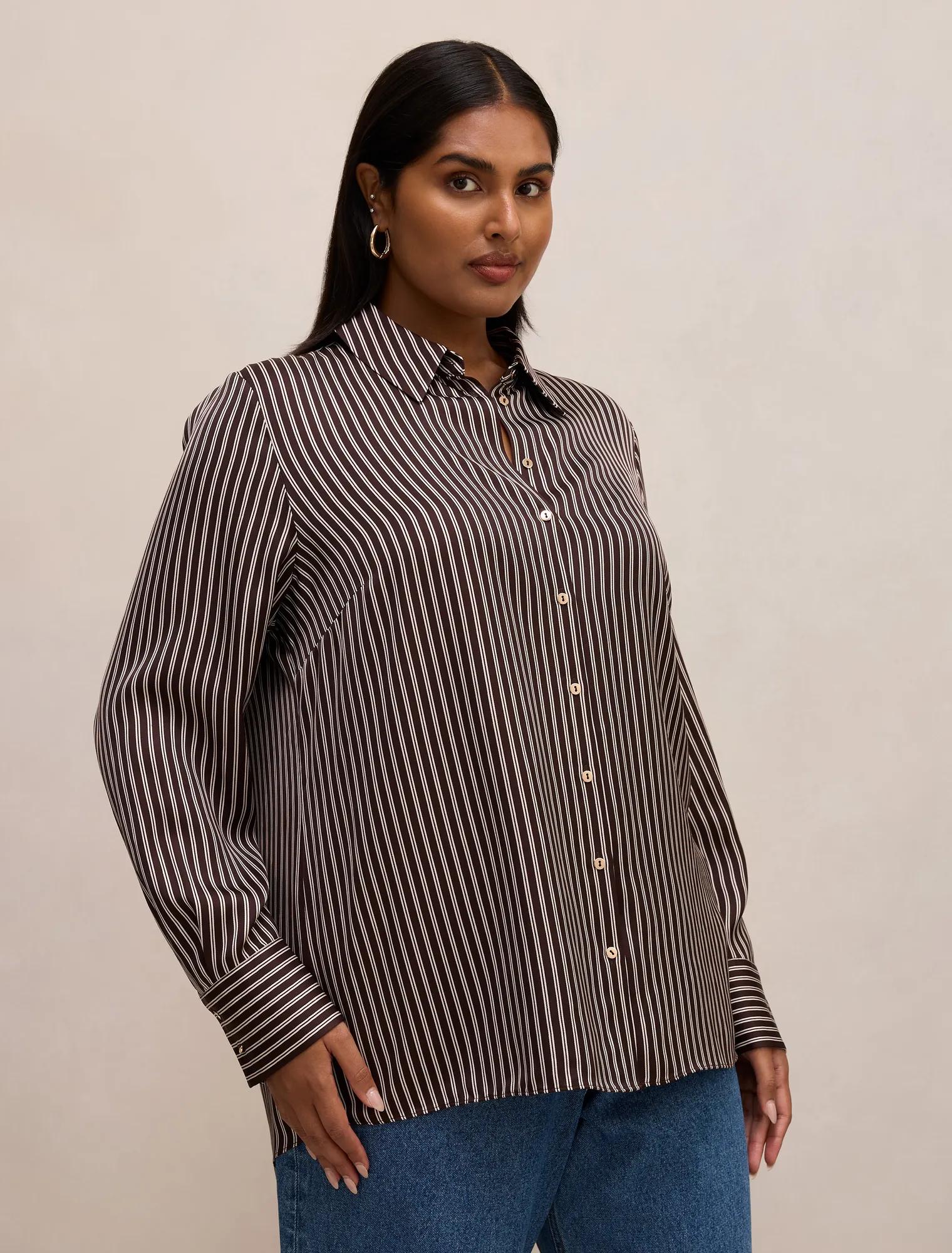 Coco Curve Satin Shirt Baxter Stripe
