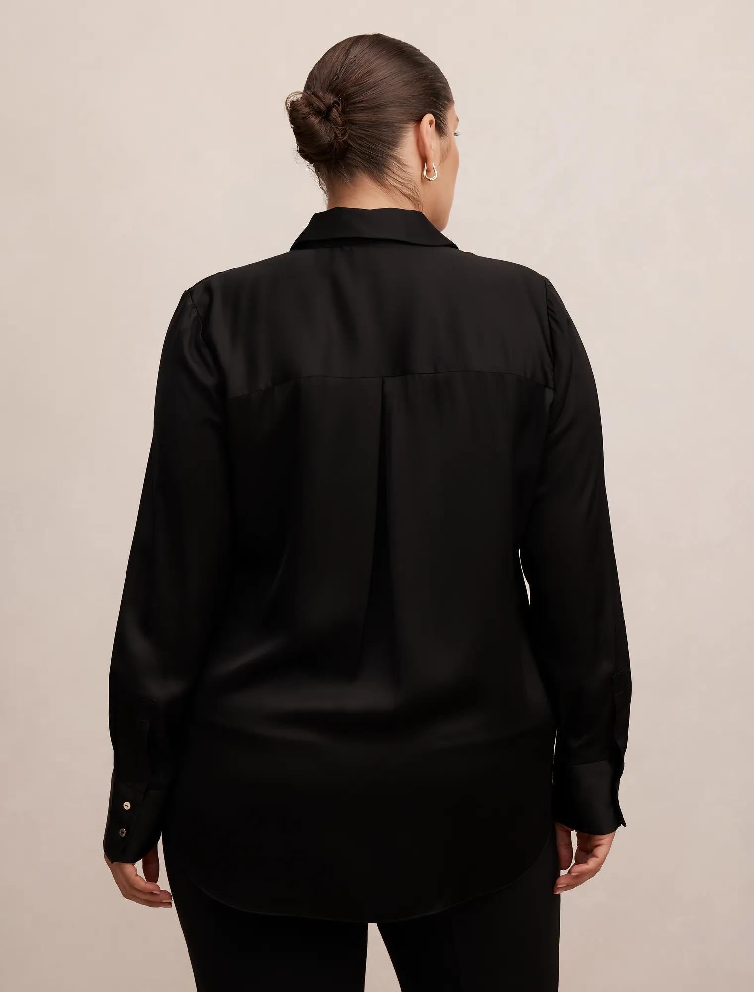 Coco Curve Satin Shirt Black