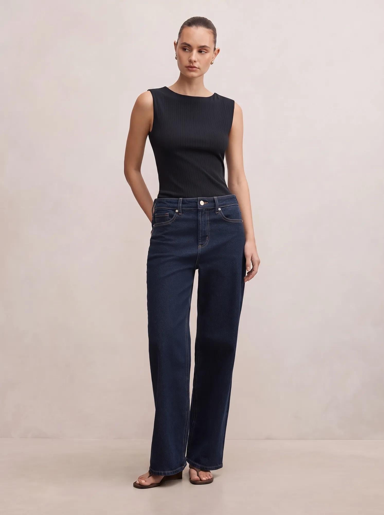 Frankie Boat Neck Tank Top Black