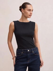 Frankie Boat Neck Tank Top Black