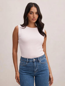 Frankie Boat Neck Tank Pink Whisper