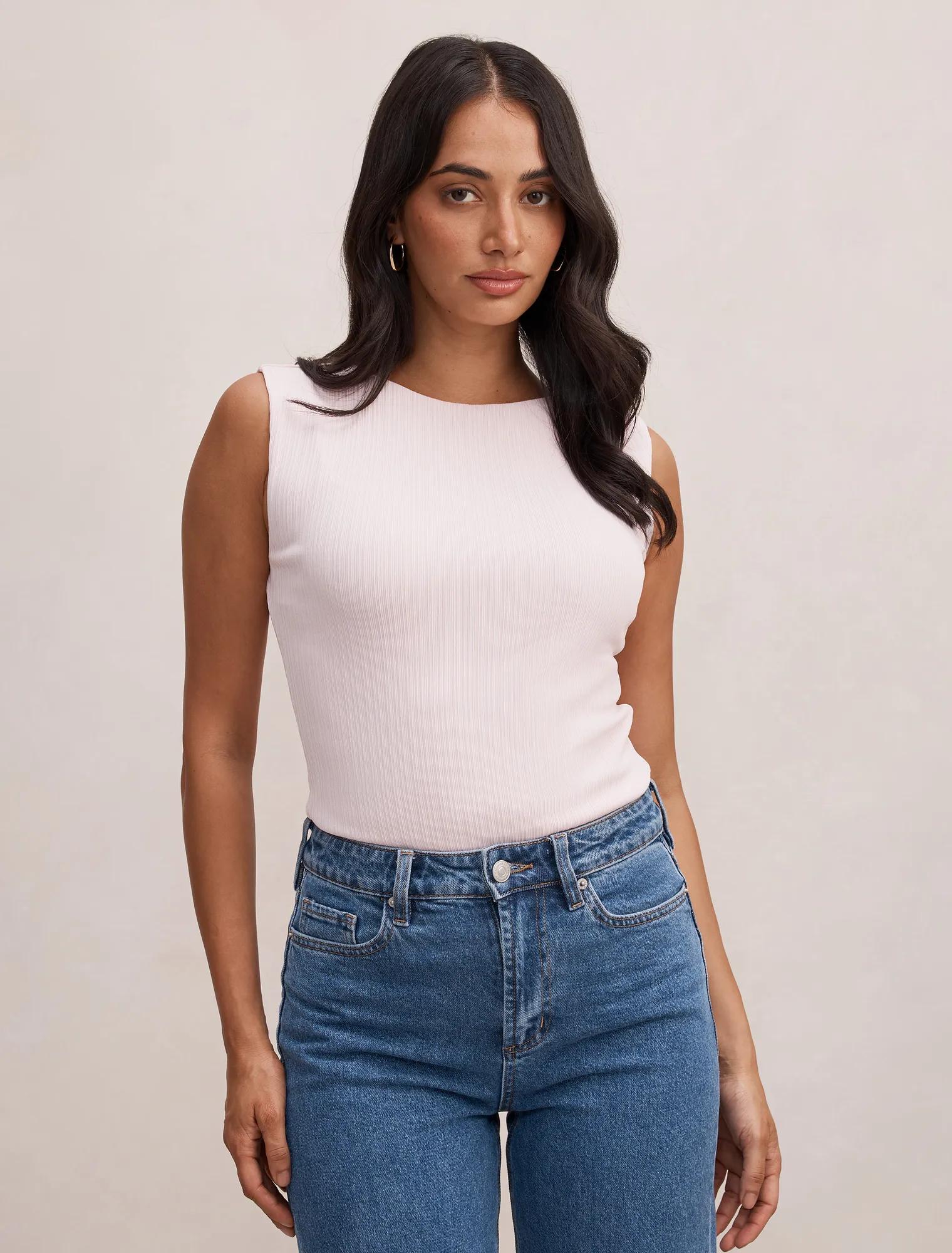 Frankie Boat Neck Tank Pink Whisper