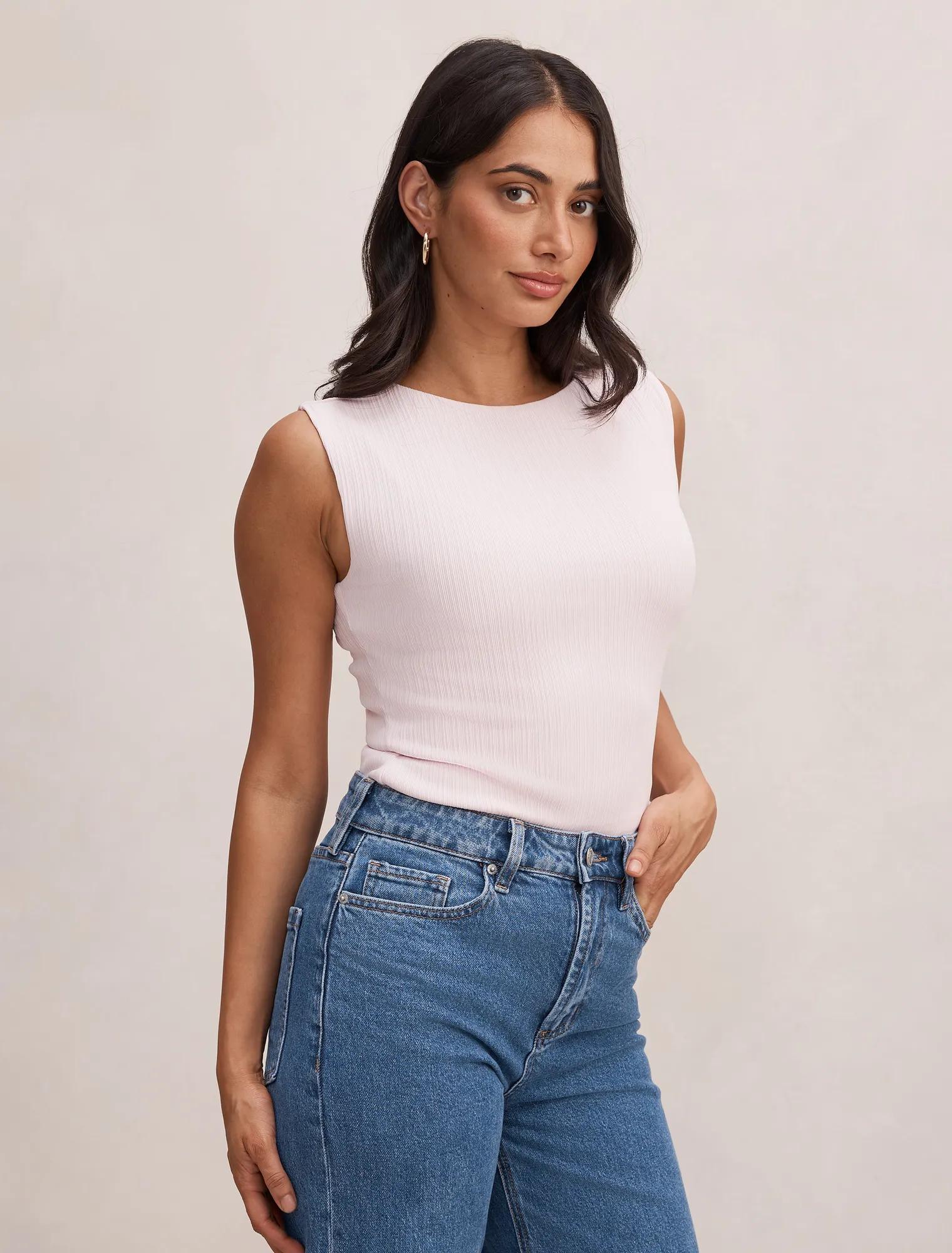 Frankie Boat Neck Tank Pink Whisper