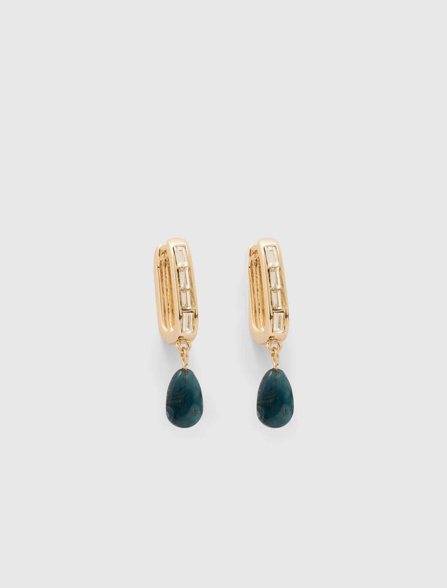 Signature Toni Teardrop Earrings Gold/Teal_mannequin