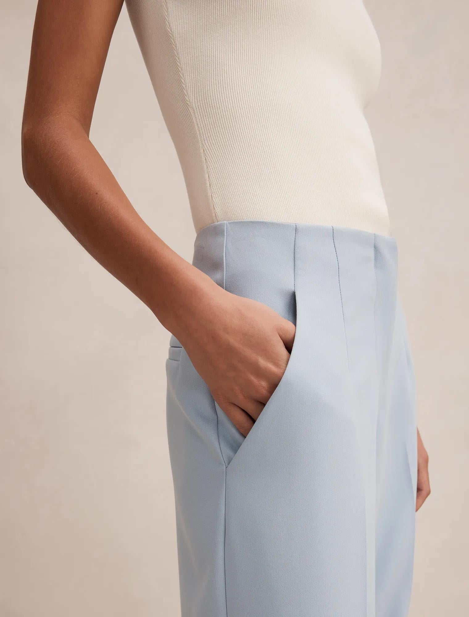 Lee Wide Leg Pants Sky Blue Suit