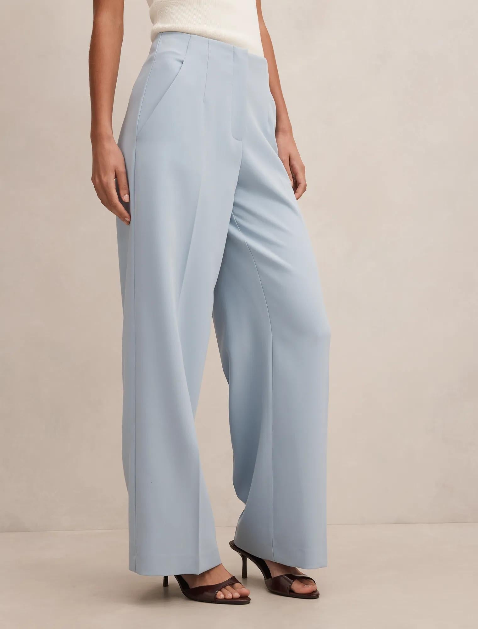 Lee Wide Leg Pants Sky Blue Suit