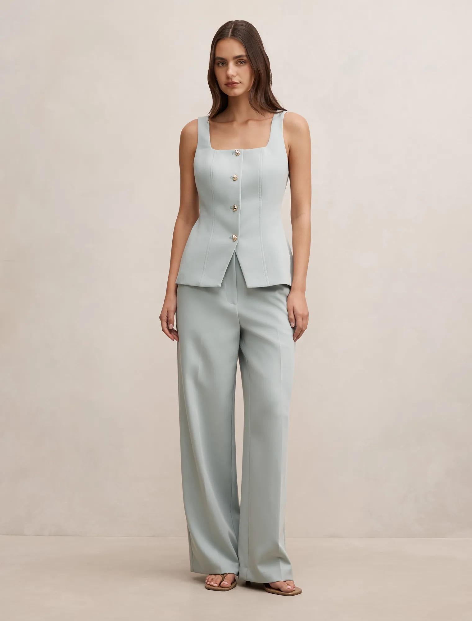 Lee Wide Leg Pant Hazy Aqua Suit