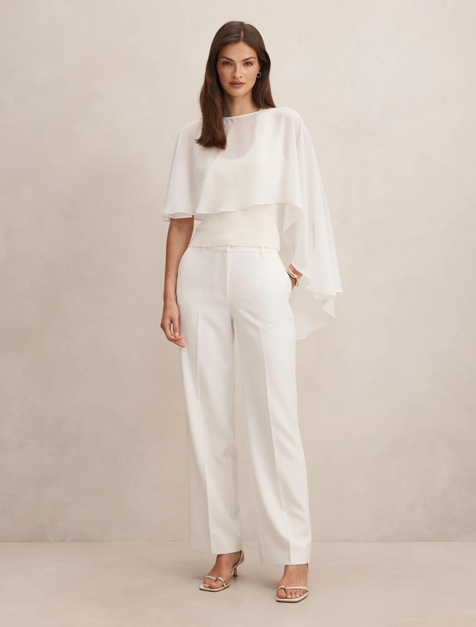 Aria Asymmetrical Chiffon Cape Ivory