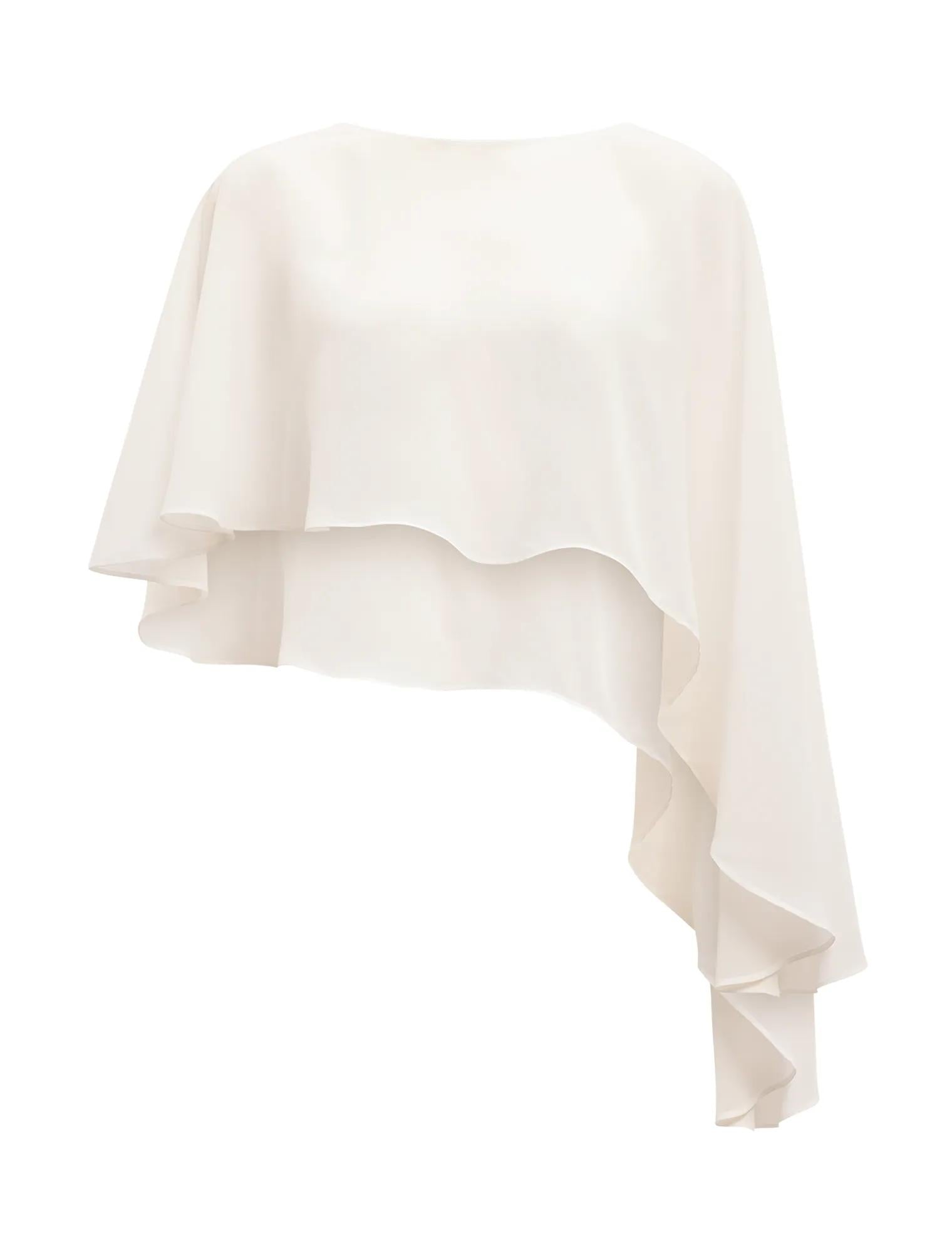Aria Asymmetrical Chiffon Cape Ivory_mannequin