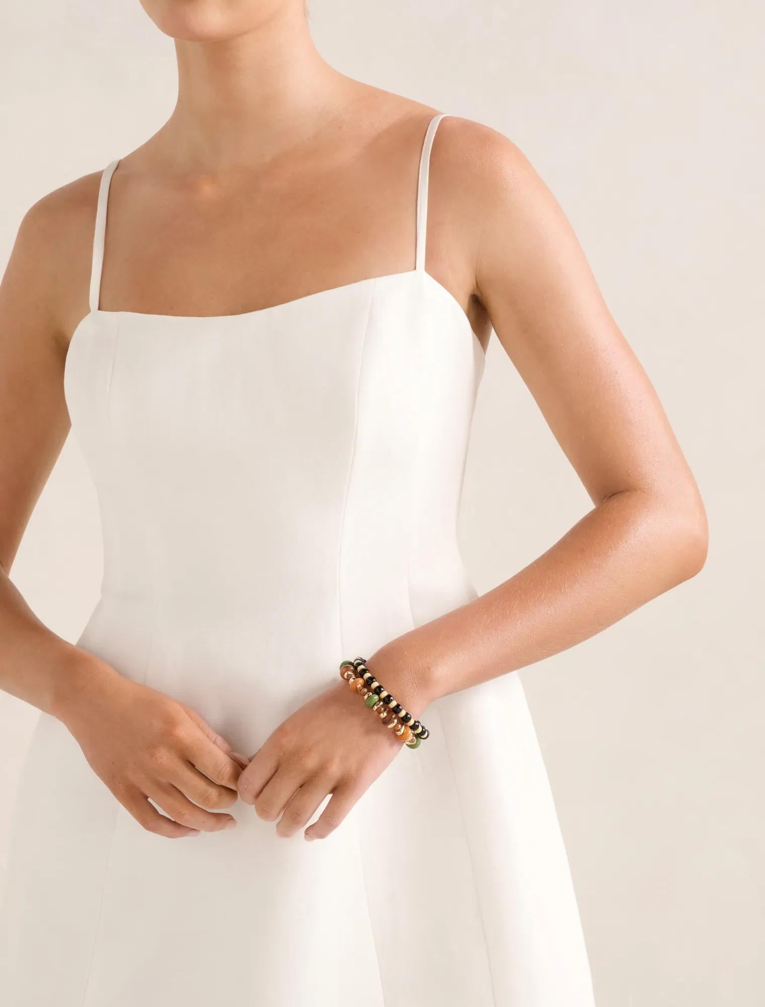 Maura Structured Linen Mini Dress Porcelain