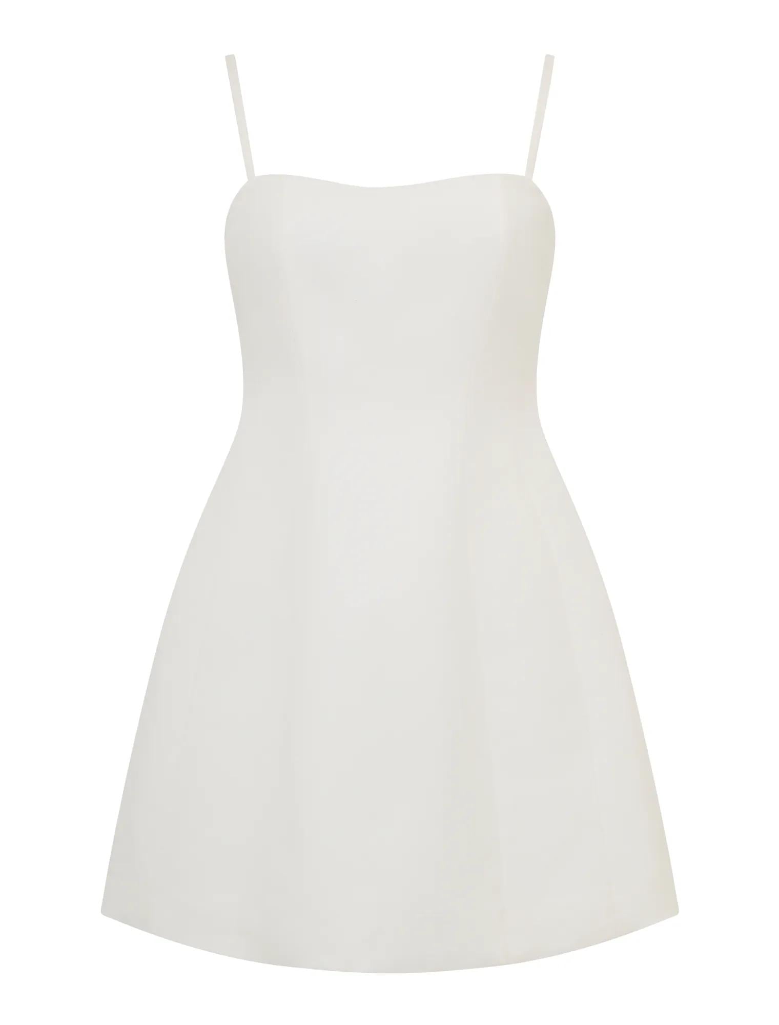 Maura Structured Linen Mini Dress Porcelain