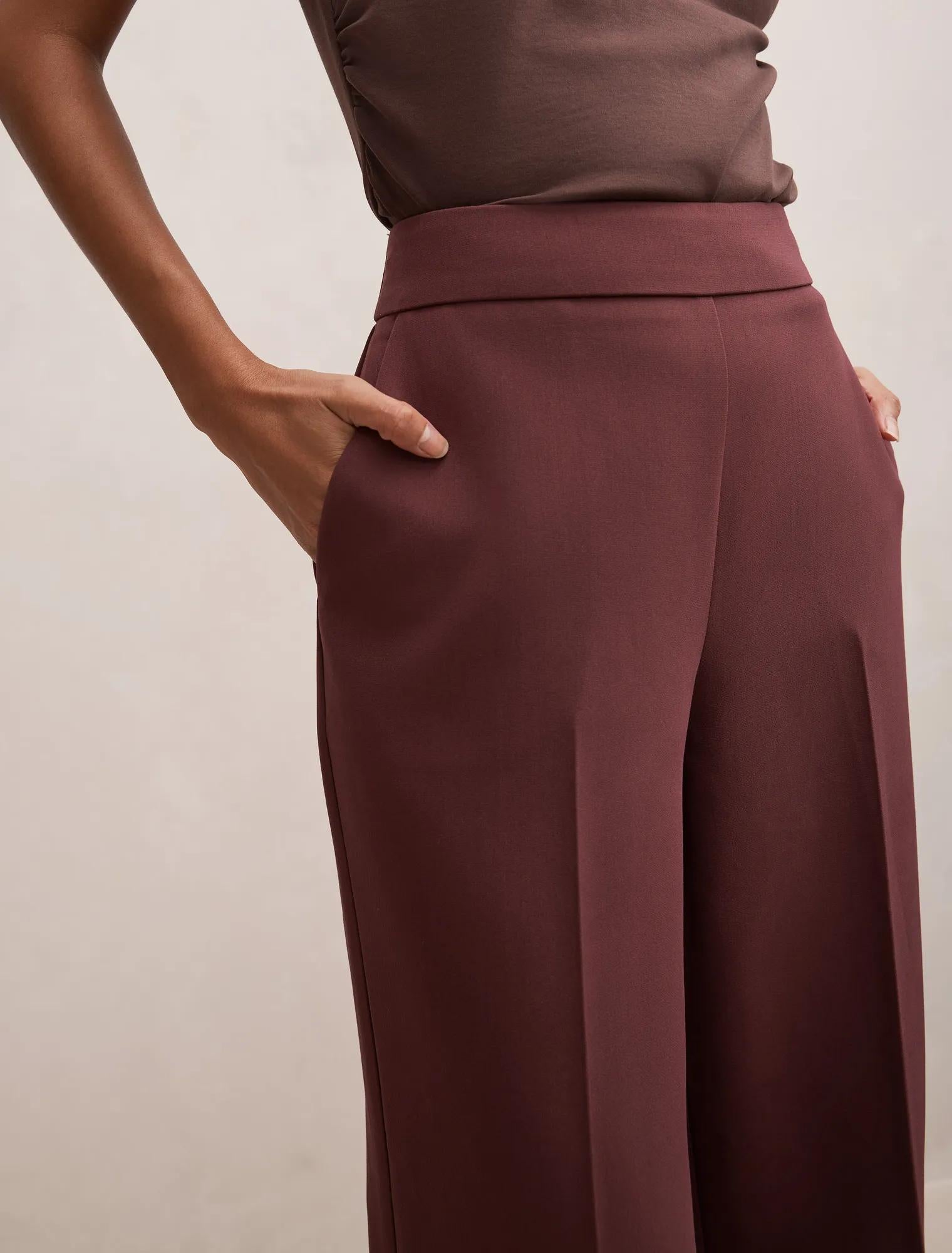Marissa Petite Wide Leg Pants Plum Wine