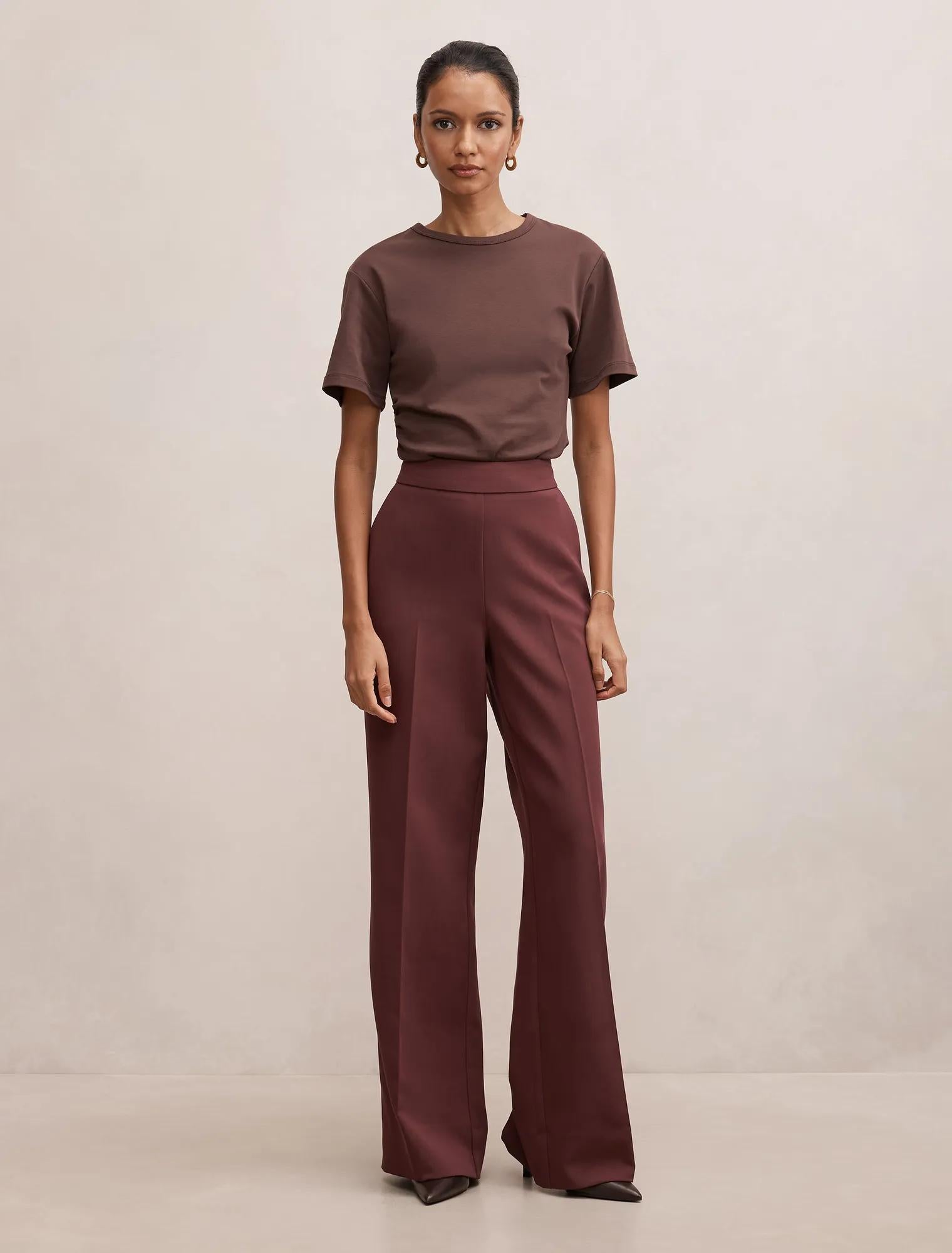 Marissa Petite Wide Leg Pants Plum Wine