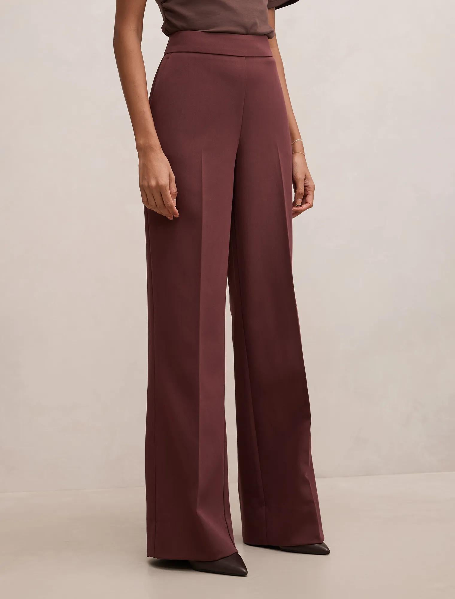 Marissa Petite Wide Leg Pants Plum Wine