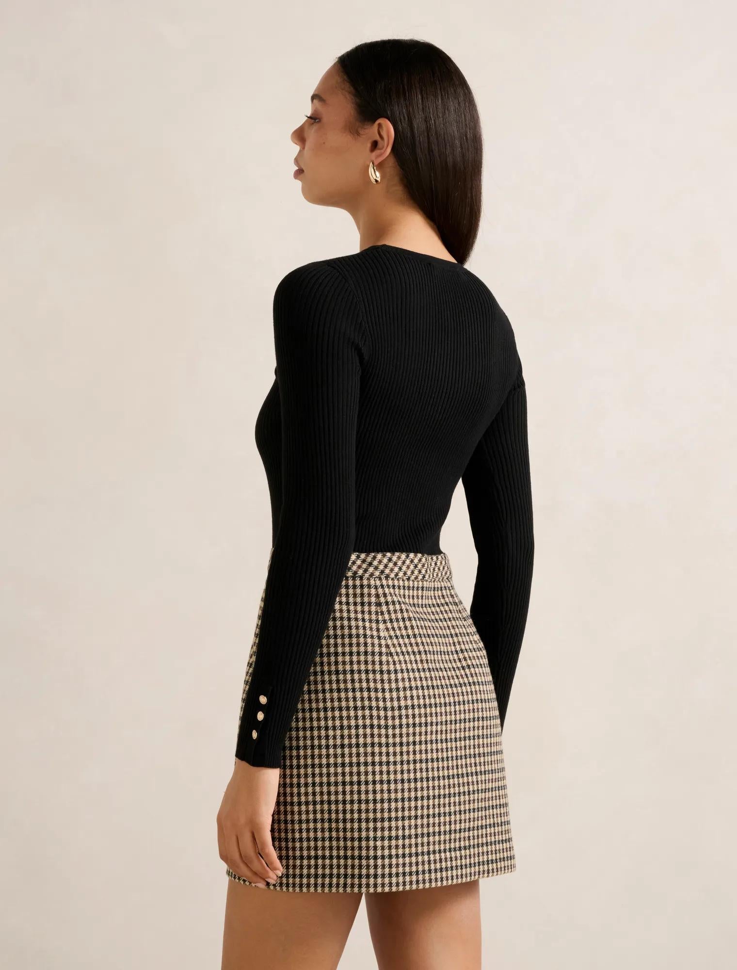 Aisha 2 in 1 Knit Mini Dress Black