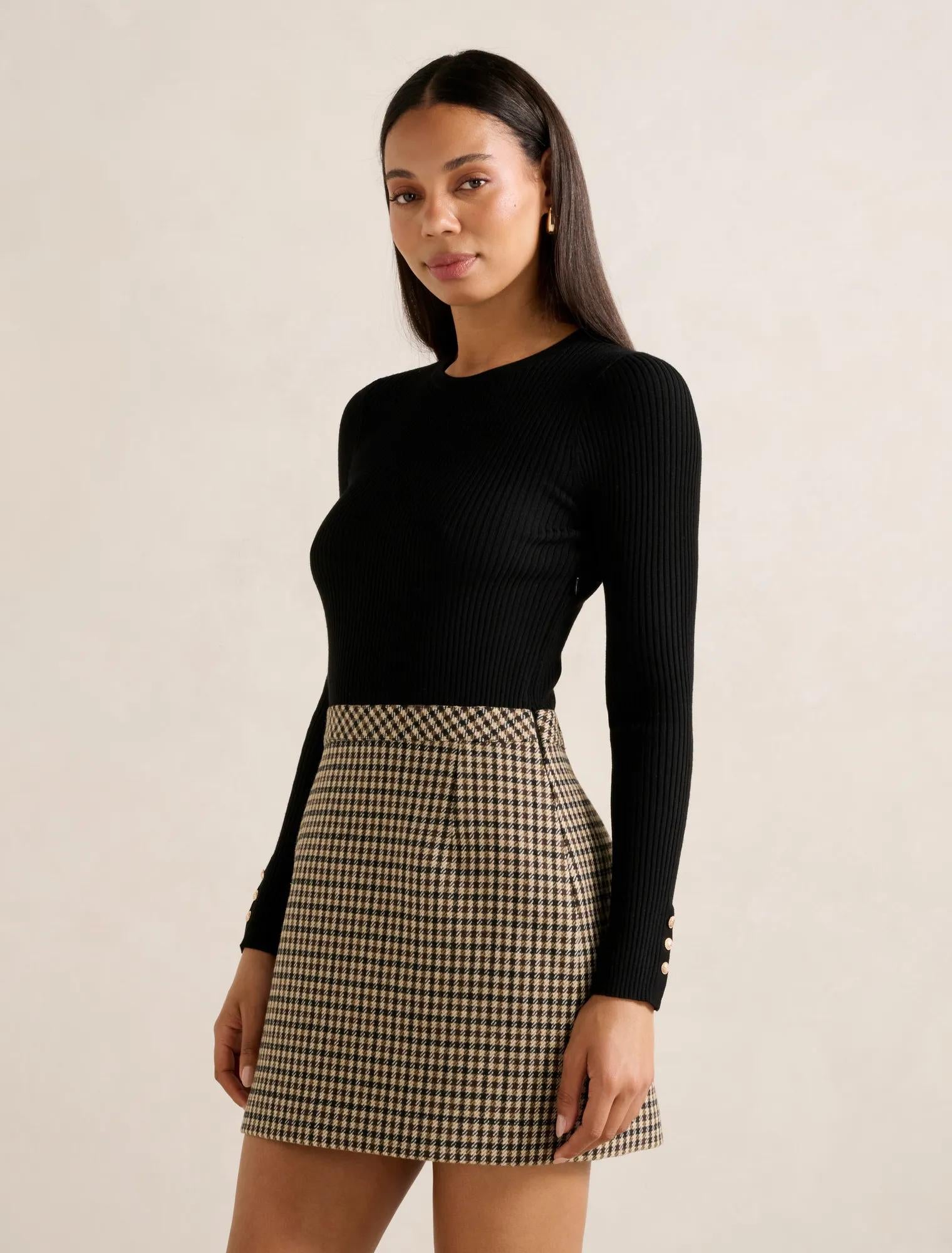 Aisha 2 in 1 Knit Mini Dress Black