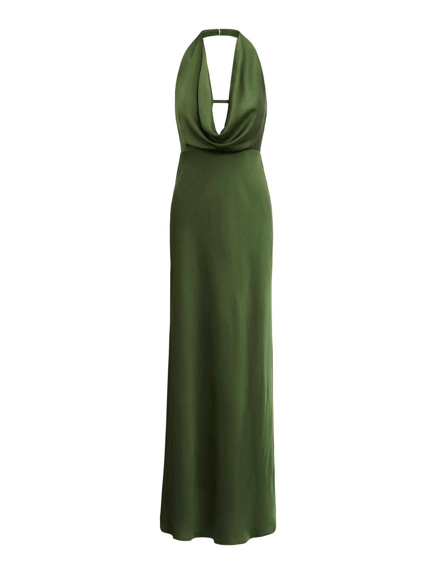 Becca Cowl Halter Satin Gown Stone Green_mannequin