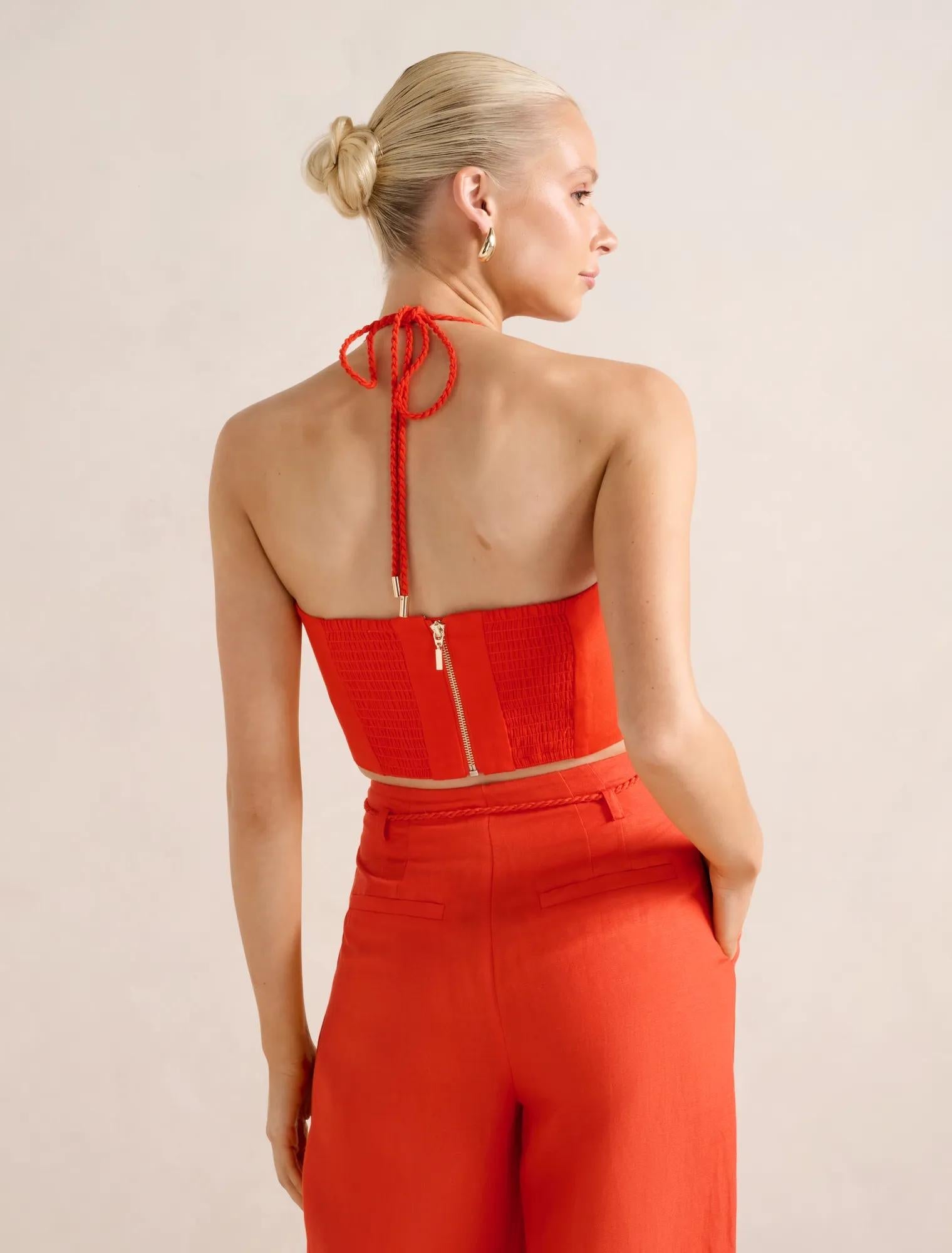 Myla Flower Detail Top Spicy Orange Set