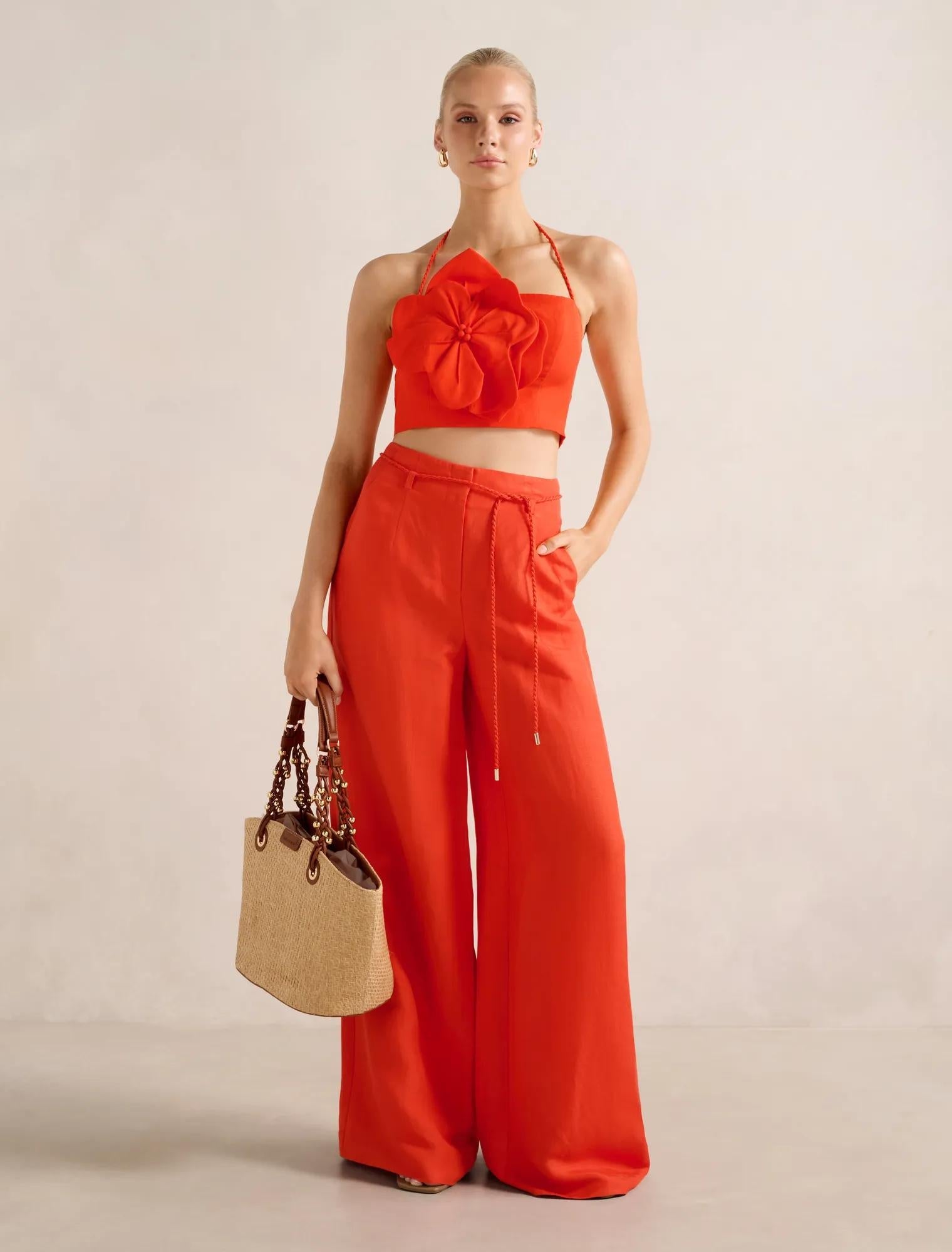Myla Flower Detail Top Spicy Orange Set