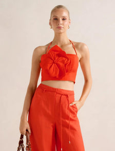Myla Flower Detail Top Spicy Orange Set