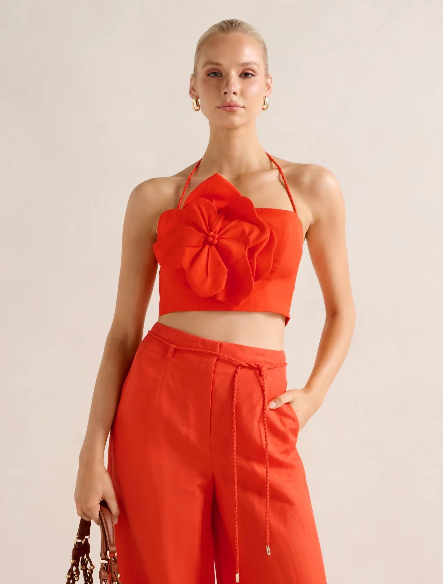 Myla Flower Detail Top Spicy Orange Set