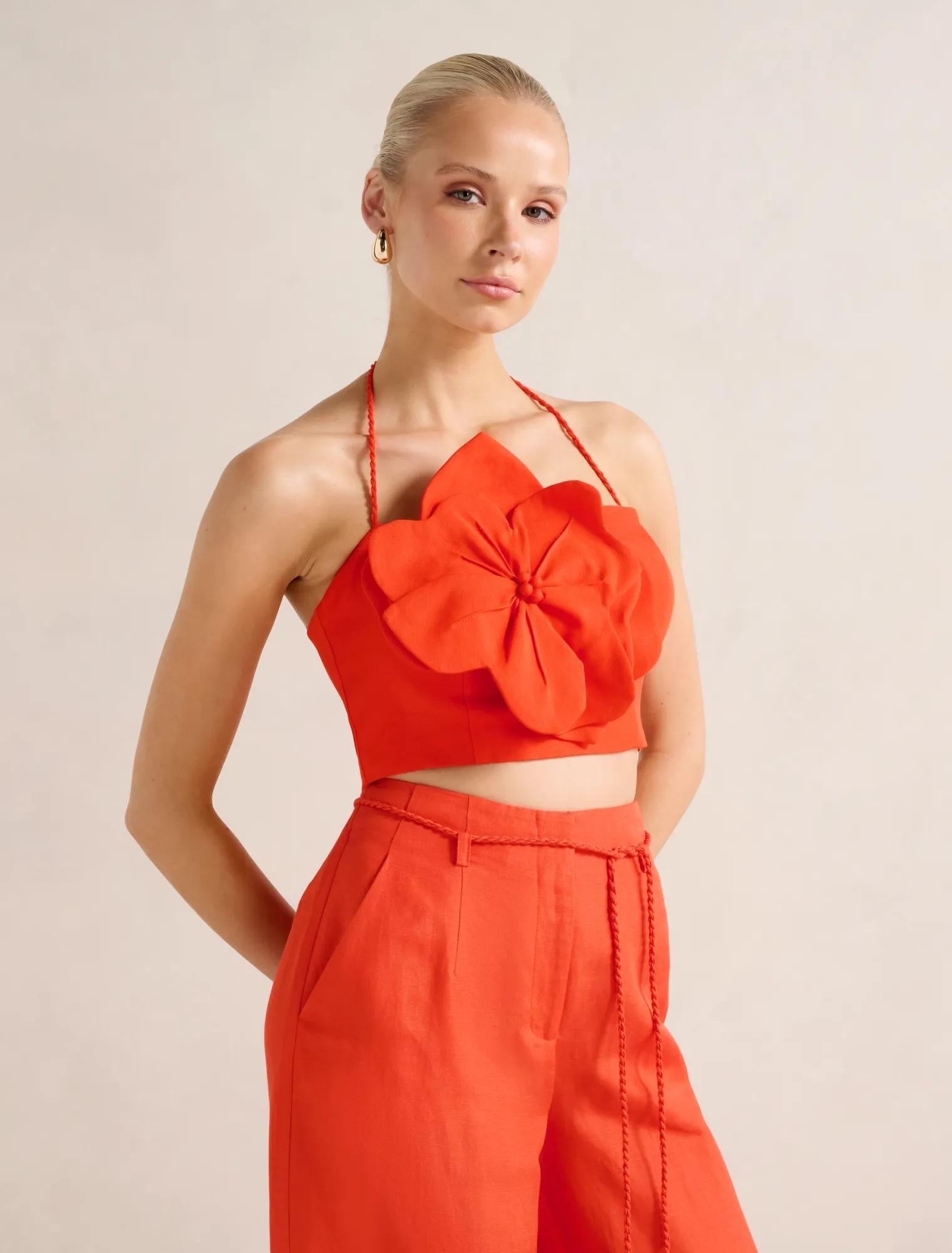 Myla Flower Detail Top Spicy Orange Set