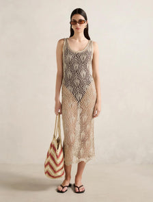 Sienna Sequin Crochet Cover Up Gold