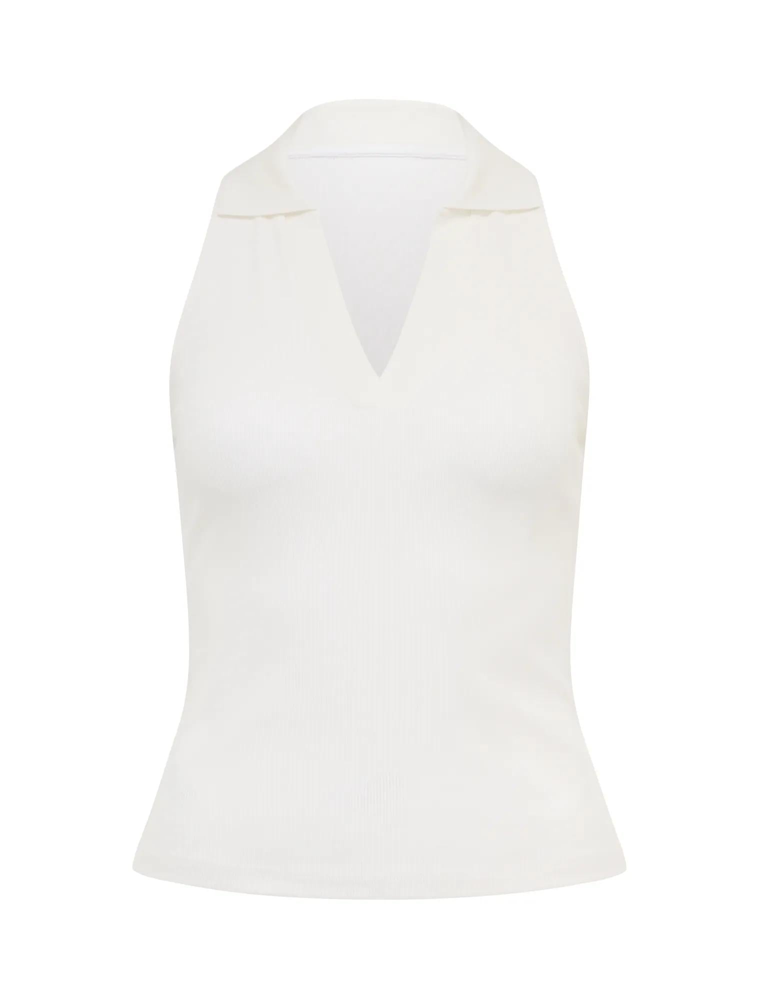 Clover Collared Halter Top Porcelain_mannequin