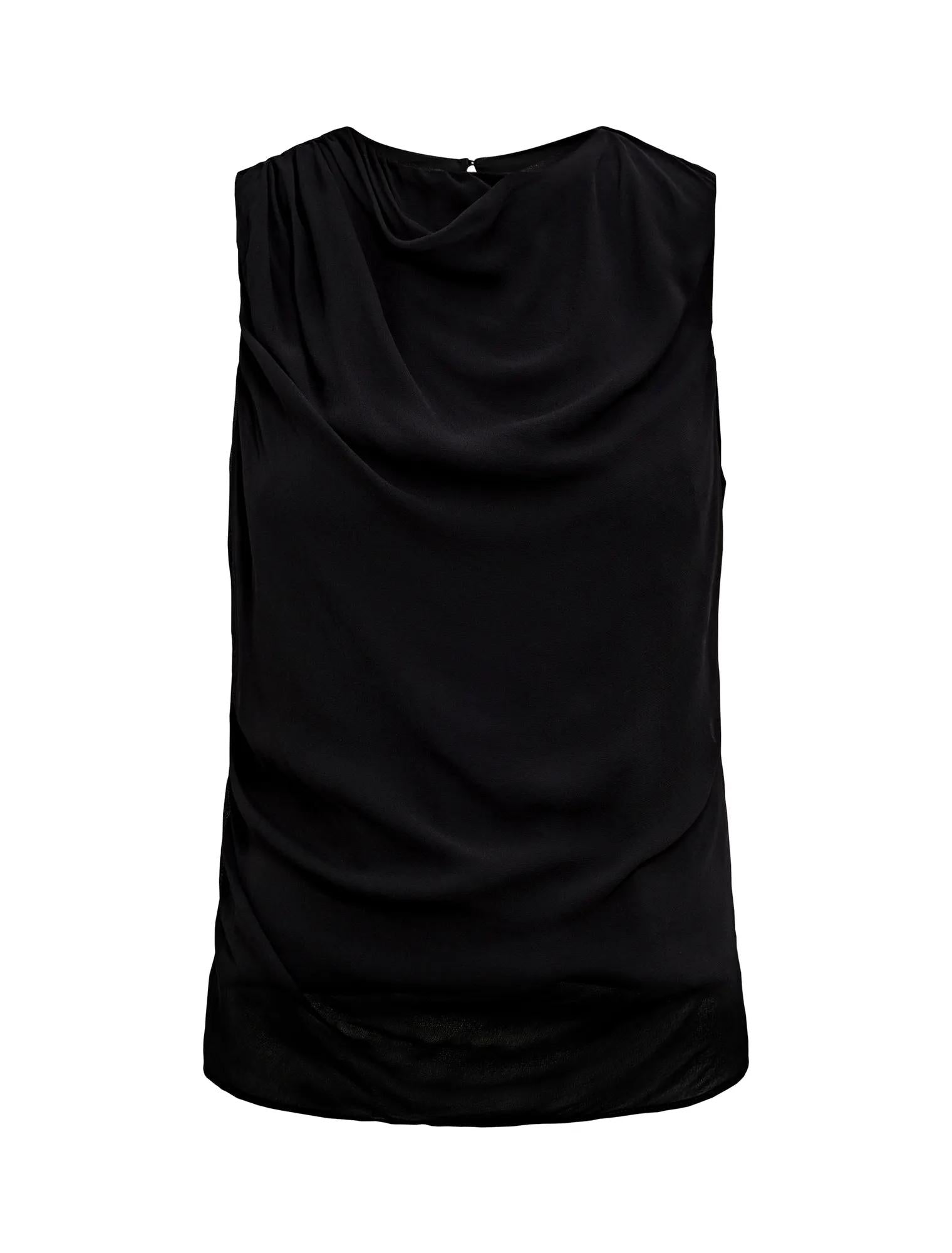 Tiffany Draped Sleeveless Top Black_mannequin