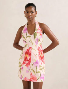 Esther Petite U-Neck Mini Dress Pink Lyell Floral