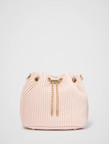 Dahlia Drawstring Pleat Bucket Bag Rose_mannequin