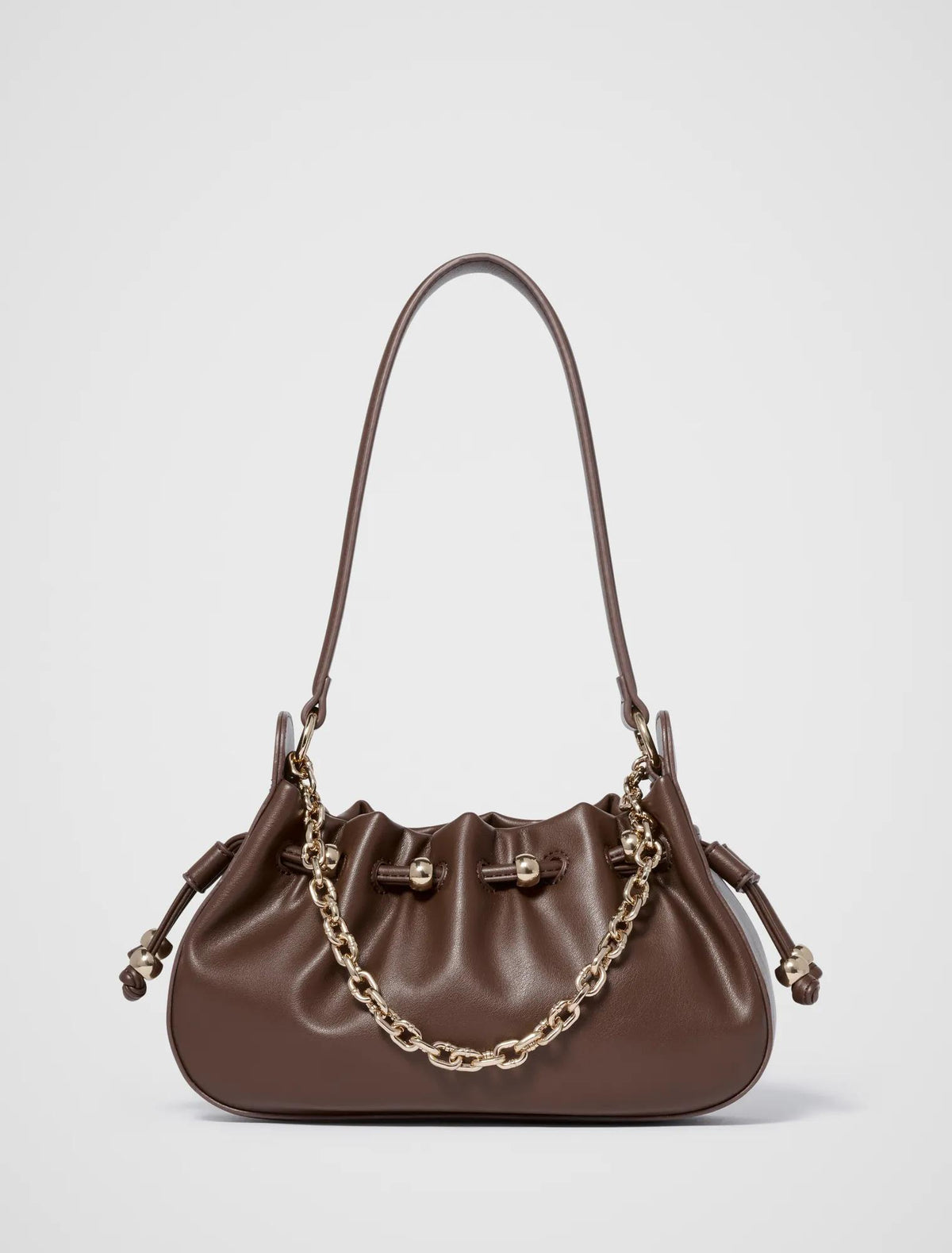 Dakota Drawstring Chain Bag Chocolate_mannequin