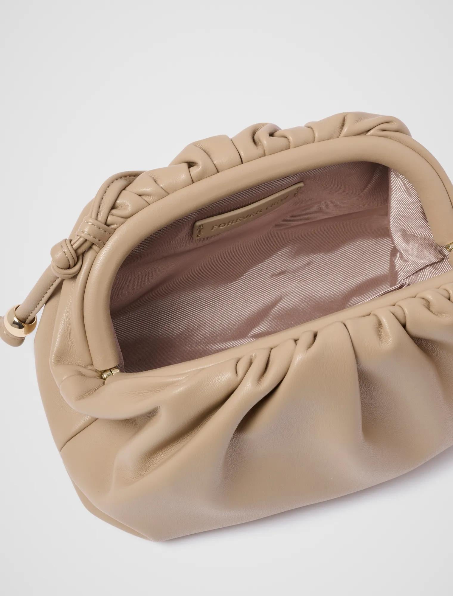 Sierra Soft Ruched Clutch Mushroom_mannequin