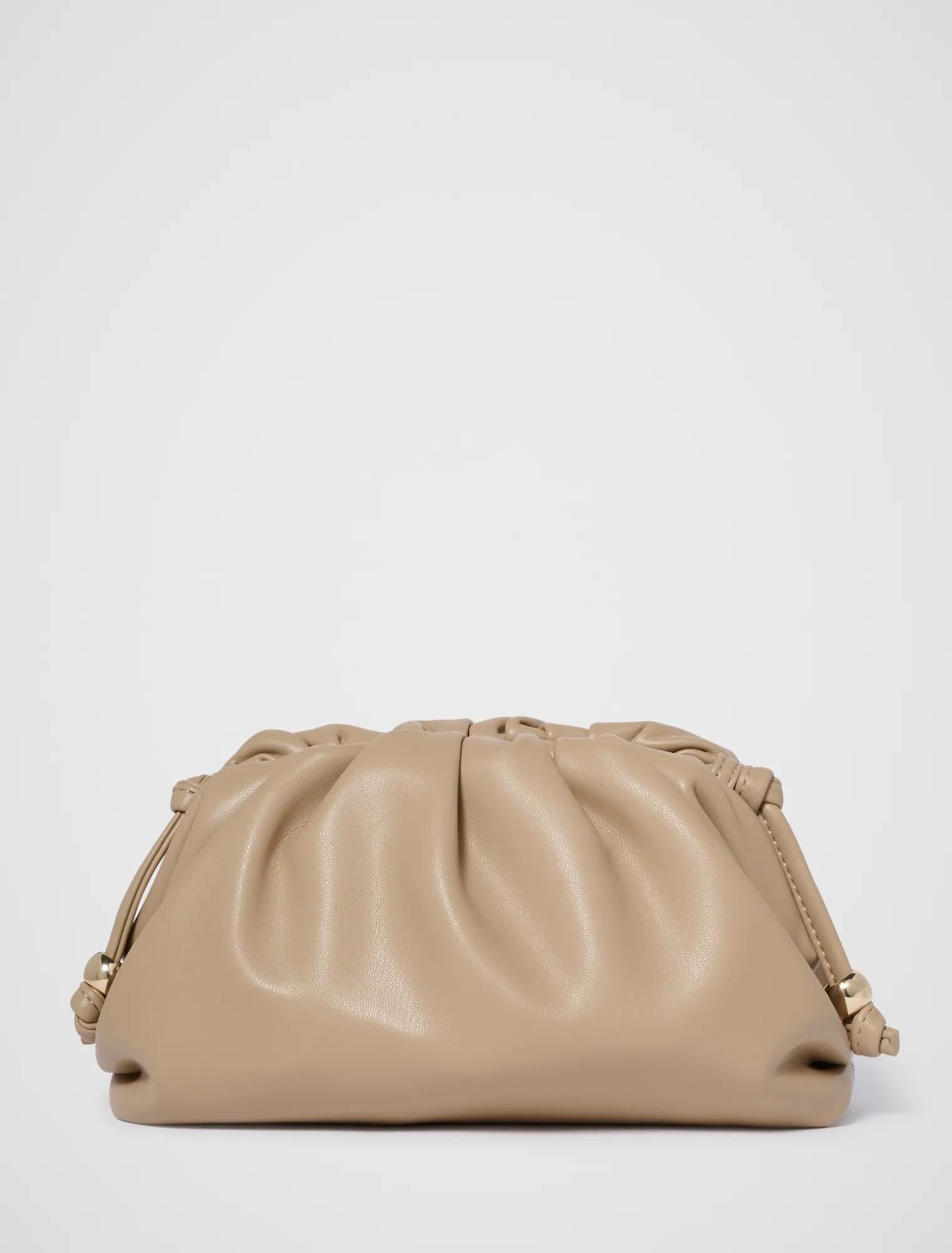Sierra Soft Ruched Clutch Mushroom_mannequin