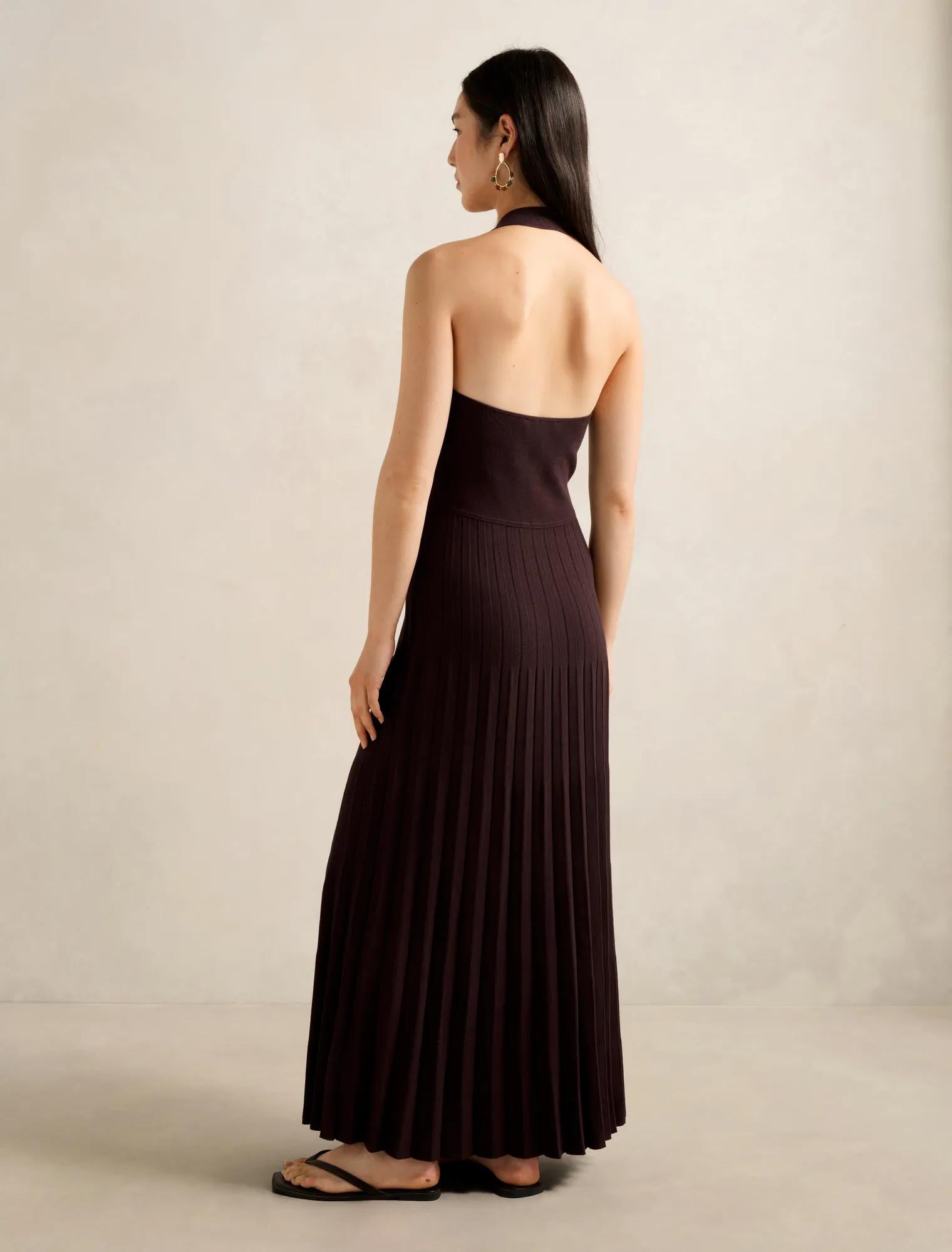 Camille Knitted Midi Dress Chocolate