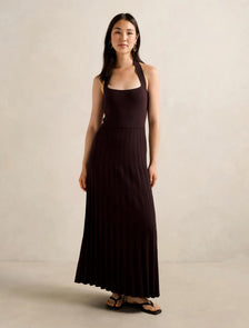 Camille Knitted Midi Dress Chocolate