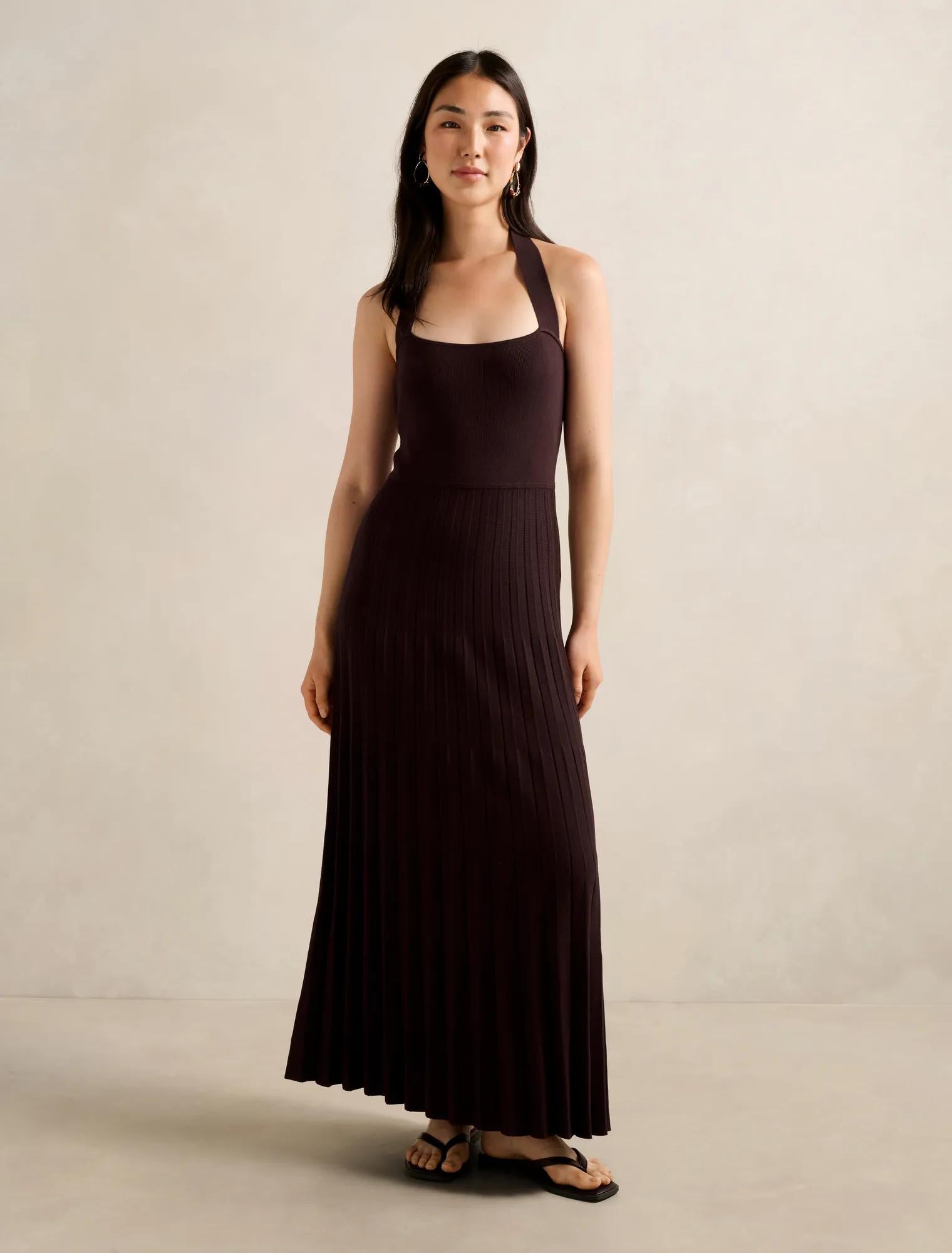 Camille Knitted Midi Dress Chocolate