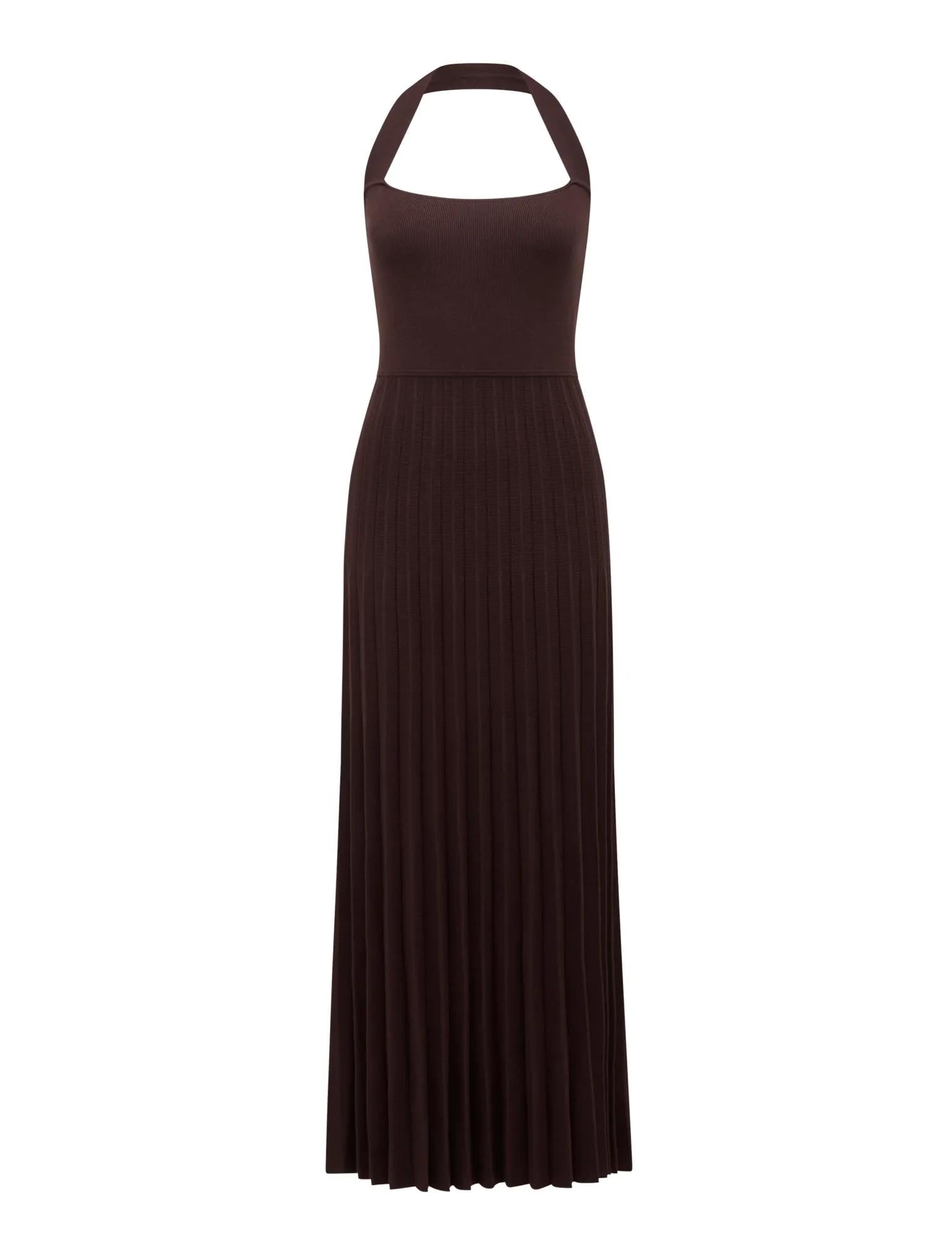 Camille Knitted Midi Dress Chocolate_mannequin
