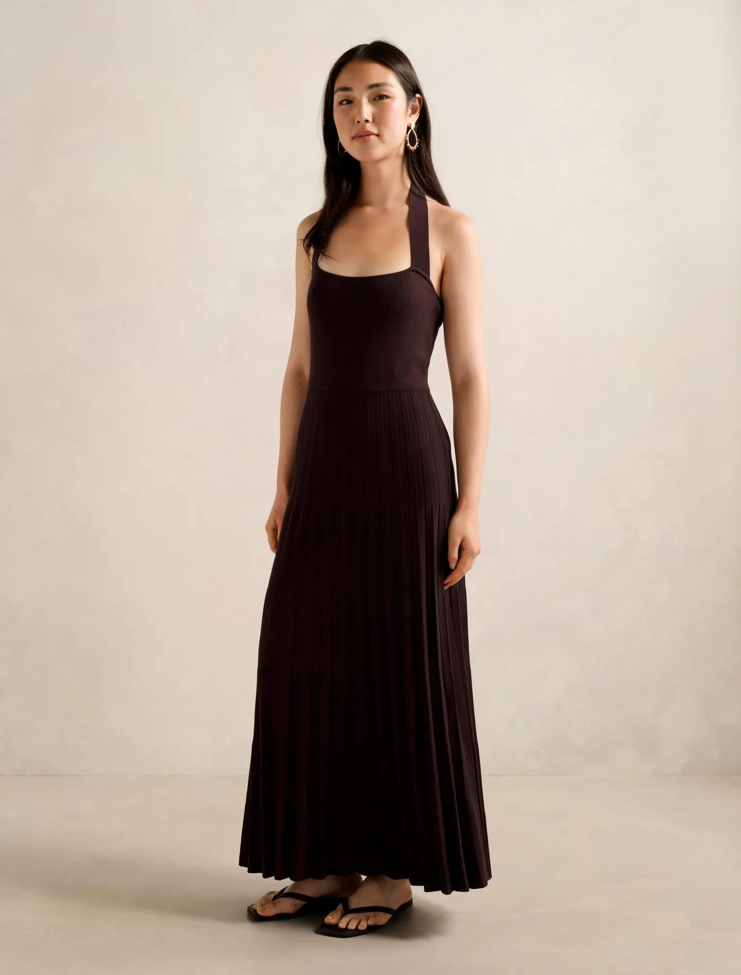 Camille Knitted Midi Dress Chocolate