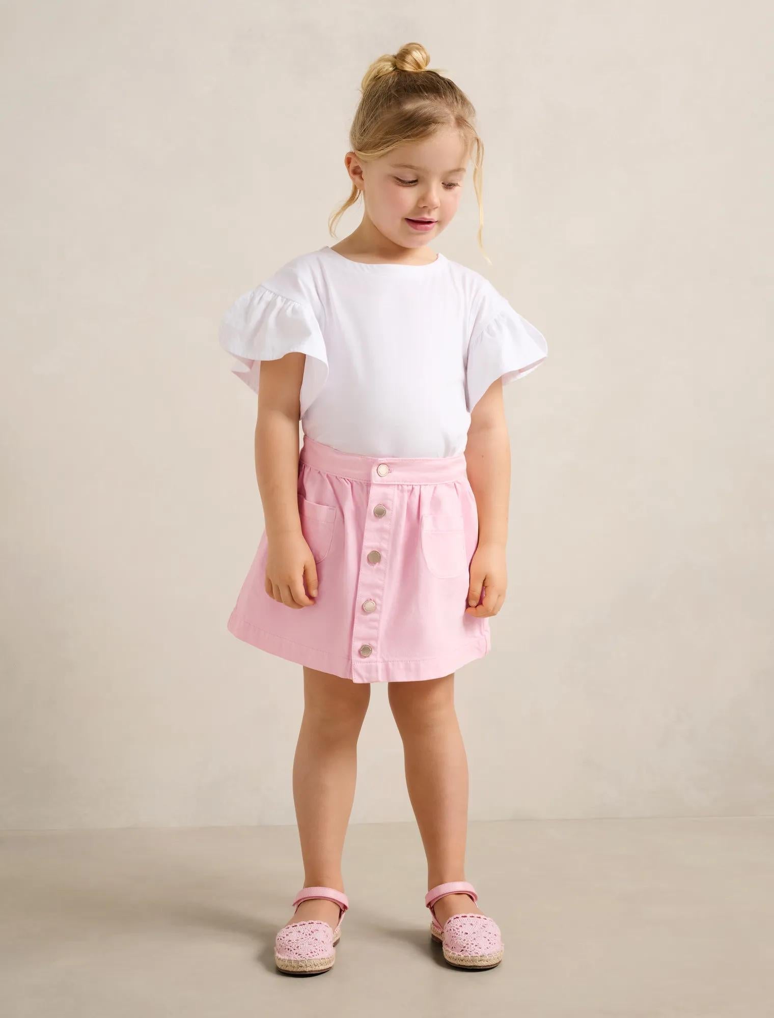 Darcie Girls Button-Down Skirt Coral Glow