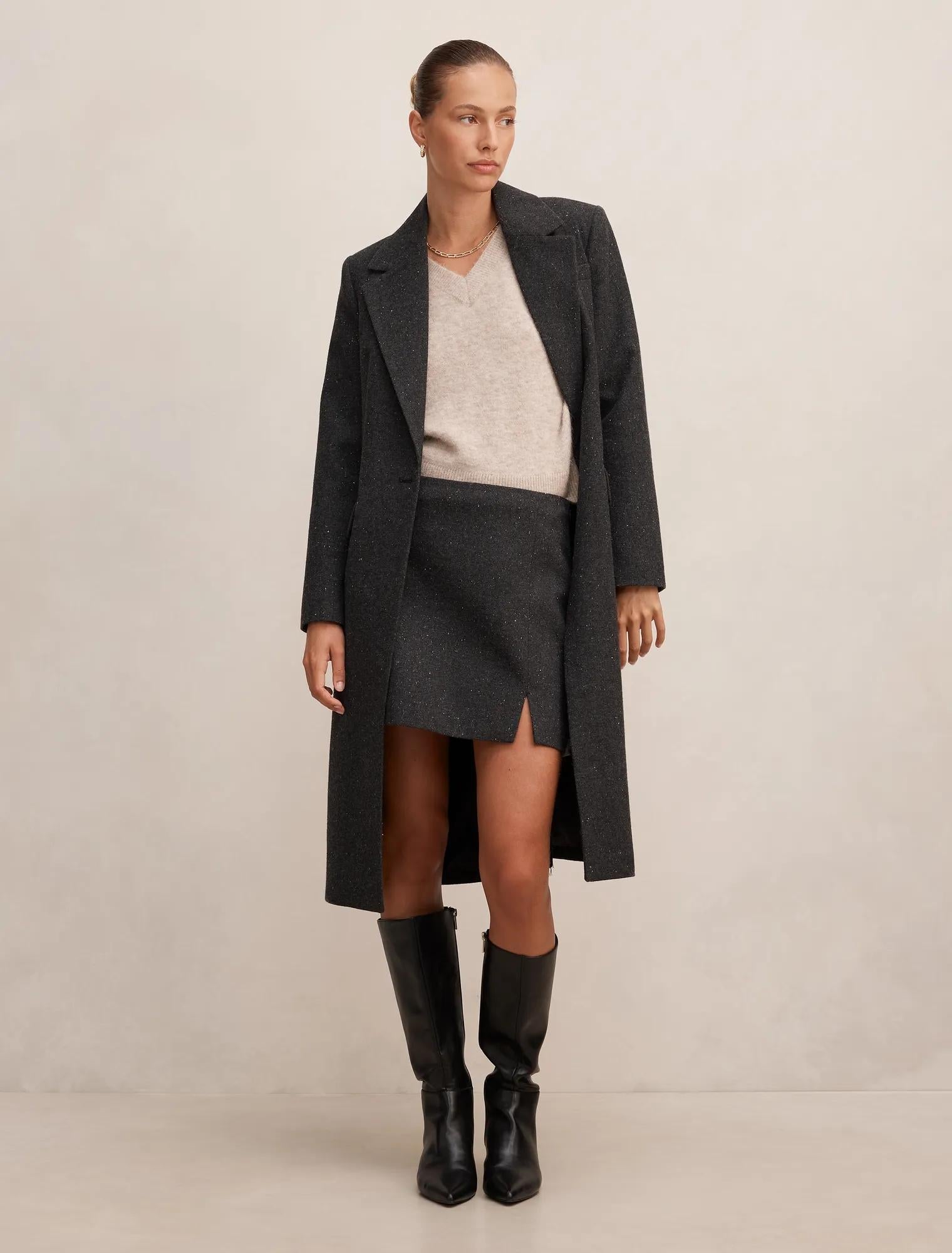 Thalia Mini Skirt Black Fleck Set