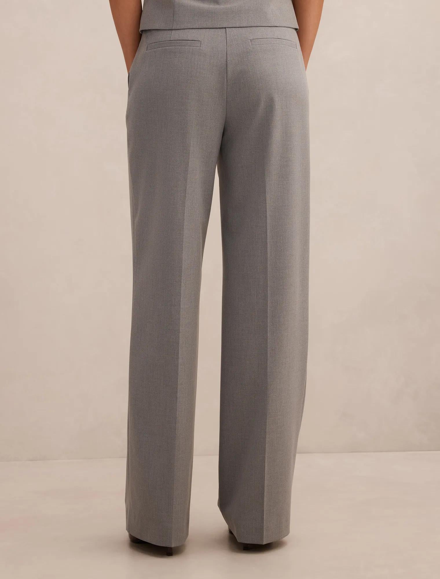 Kyla Belted Straight Leg Pants Grey